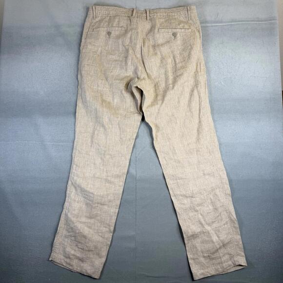 Jos A Bank Reserve 100% Linen Pants Mens 36x32 Beige Drawstring Chino Casual - Picture 3 of 9